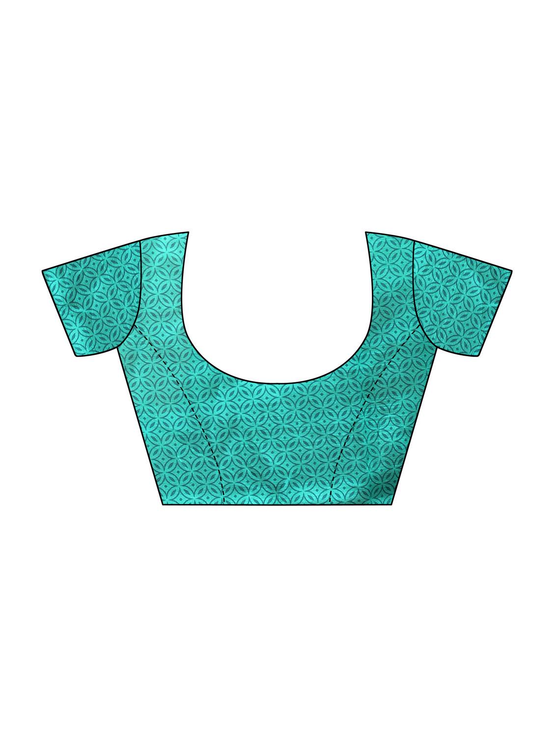 turquoise silk blend mysore saree with blouse - 16438613 - Standard Image - 2