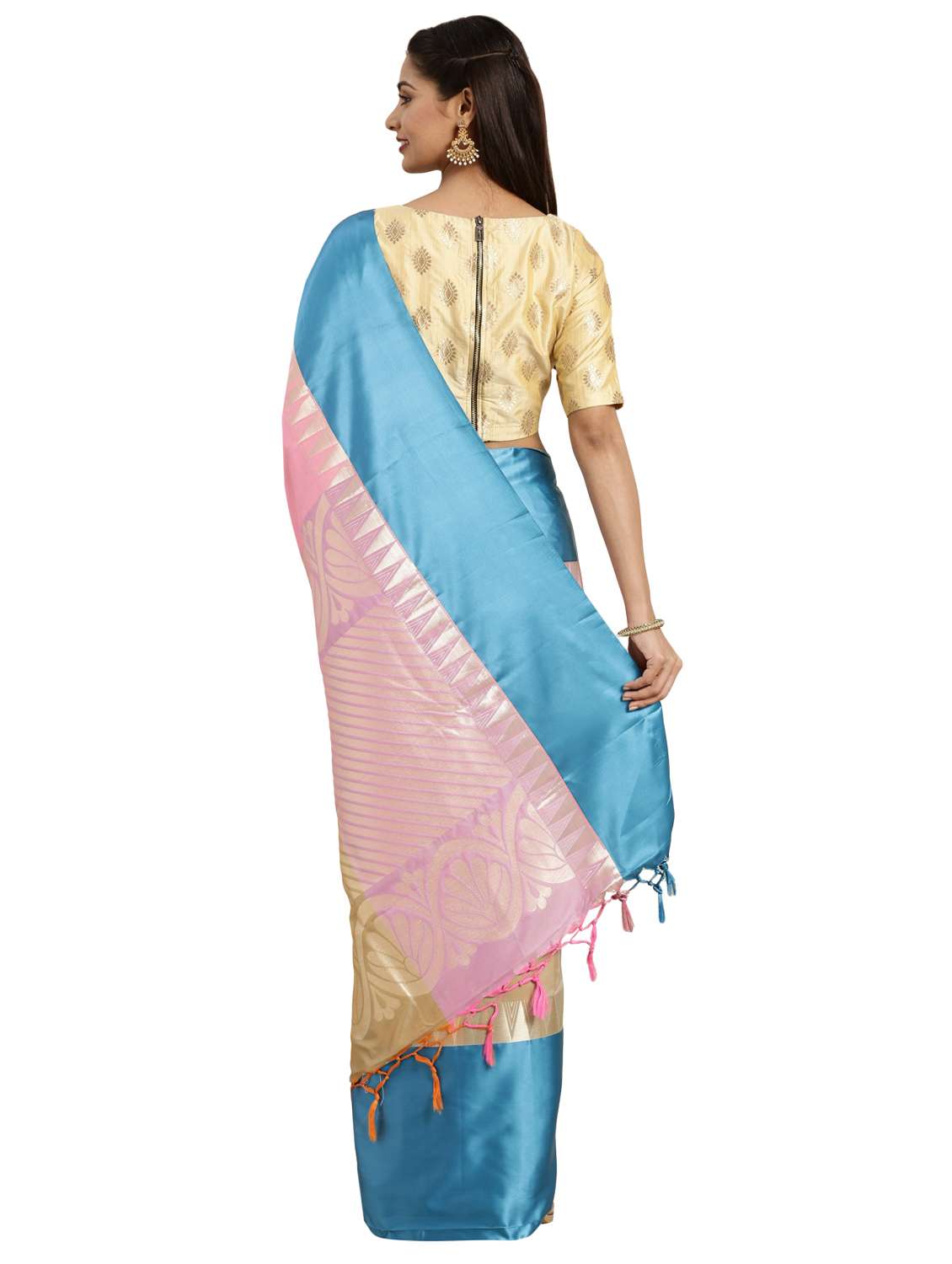 Color Block Kanjivaram Saree With Blouse