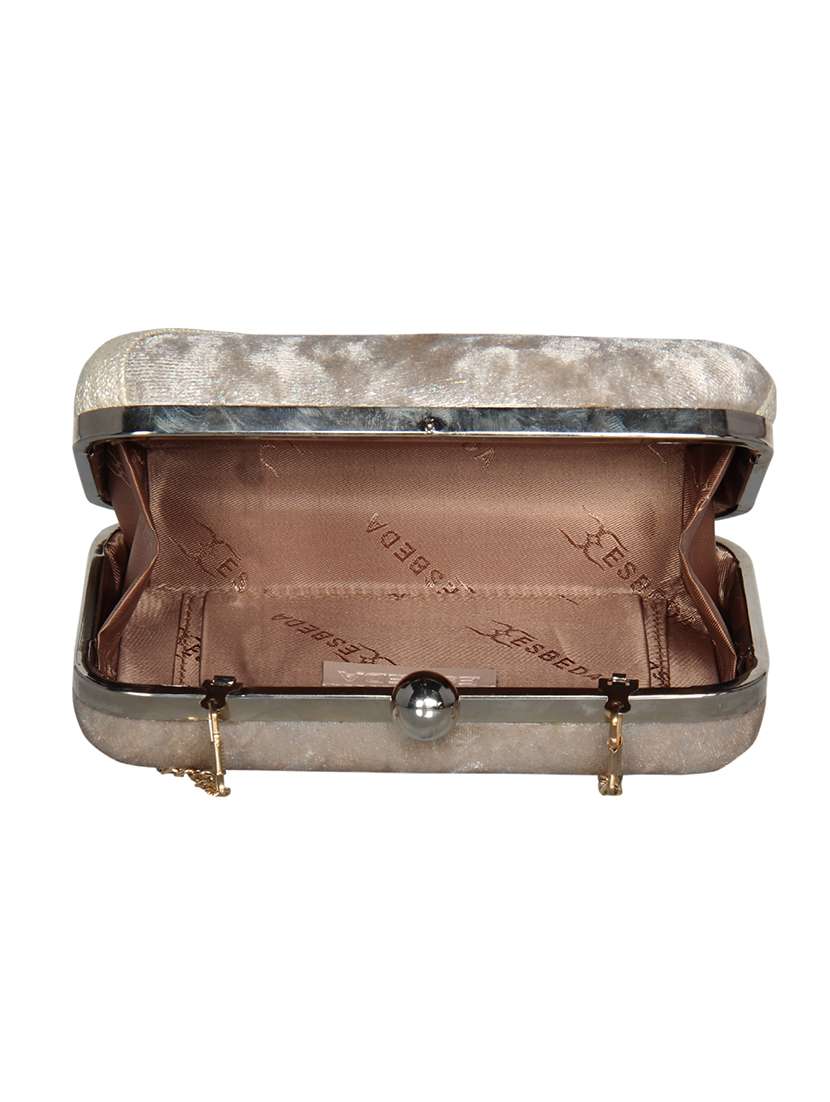 gold leatherette (pu) box clutch - 16440945 -  Standard Image - 2