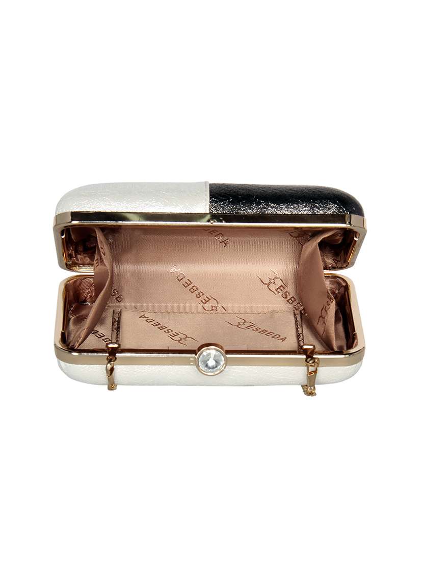 white leatherette (pu) box clutch - 16440951 - Standard Image - 2