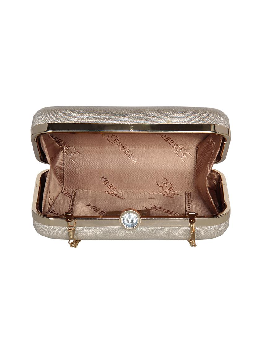beige leatherette (pu) box clutch - 16440958 - Standard Image - 2