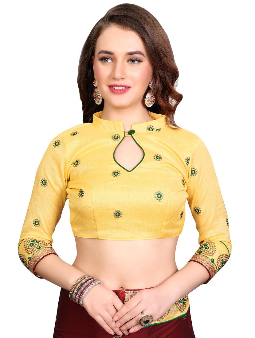 contrast border embroidered saree with blouse - 16440977 - Standard Image - 2