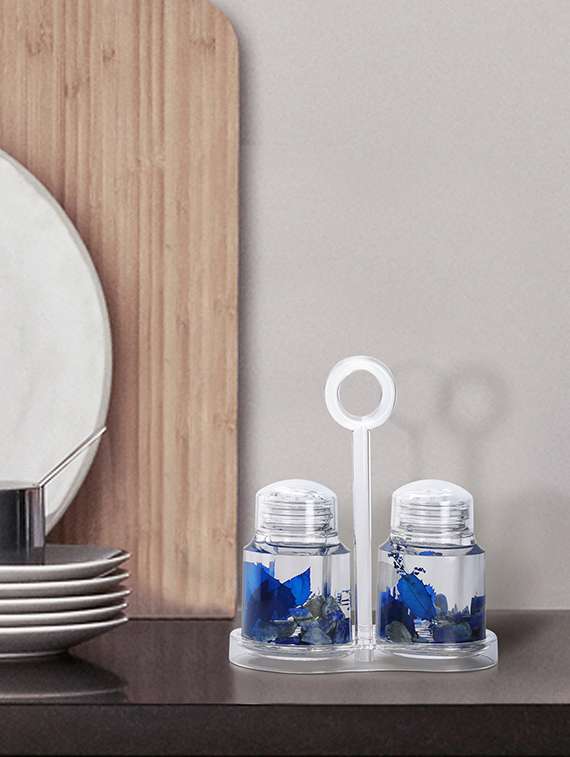  transparent agua acrylic pepper salt holder