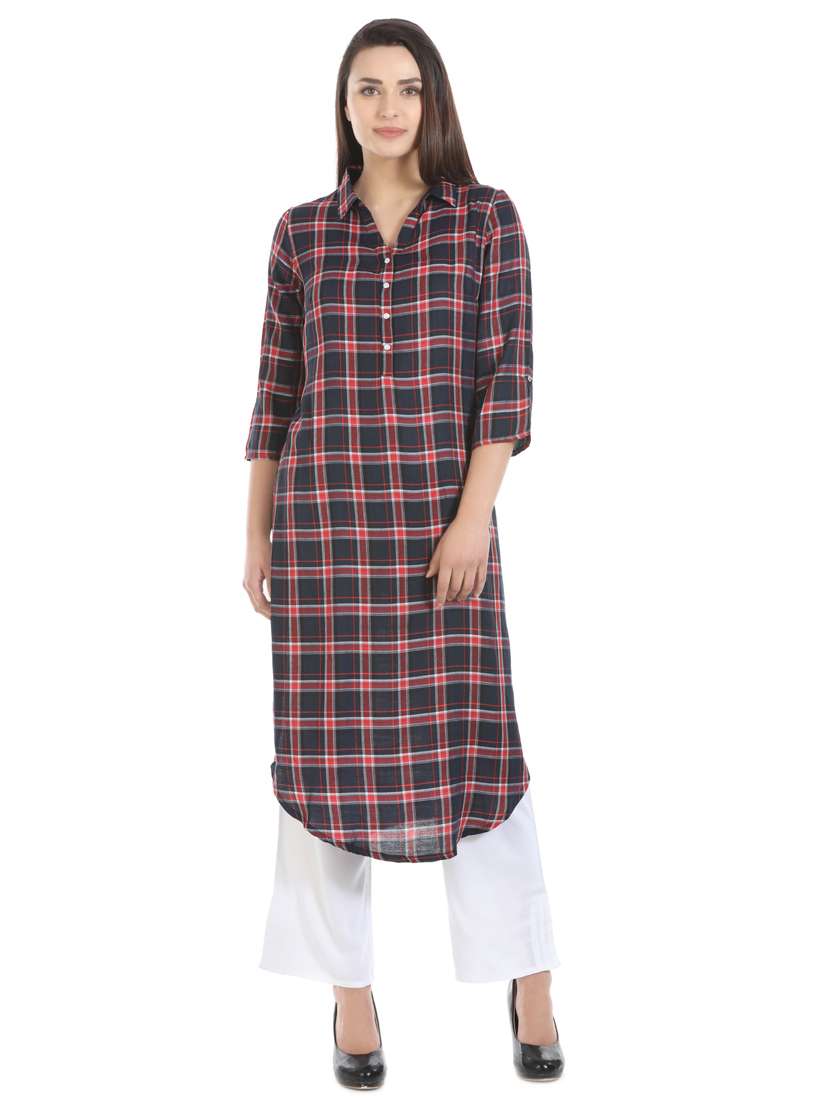 checkered straight kurta
