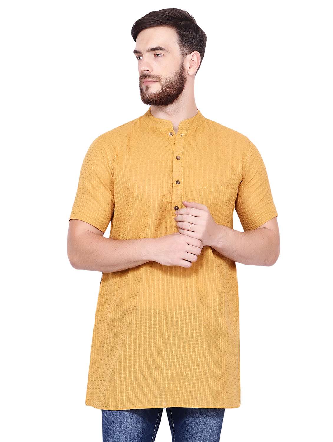 yellow checkered medium kurta