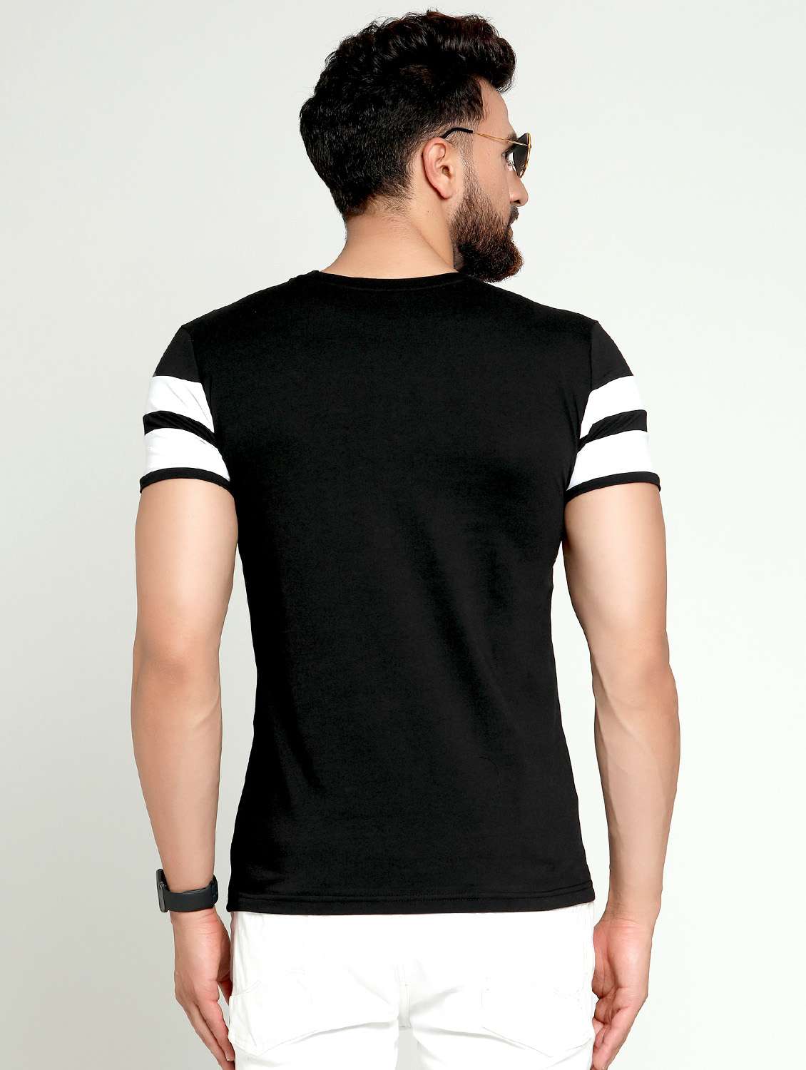 men black slim fit color block cut & sew t-shirt - 16445112 -  Standard Image - 2