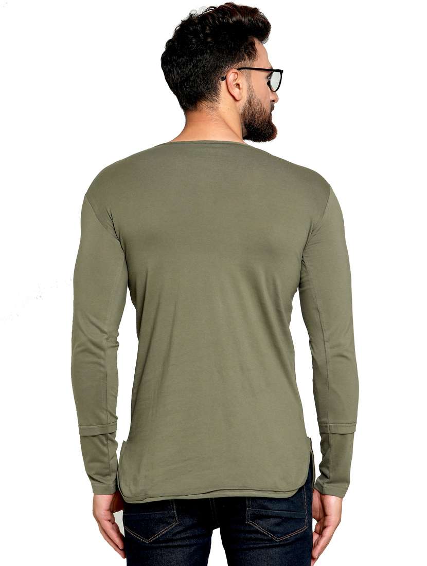 olive green solid t-shirt - 16445121 - Standard Image - 2