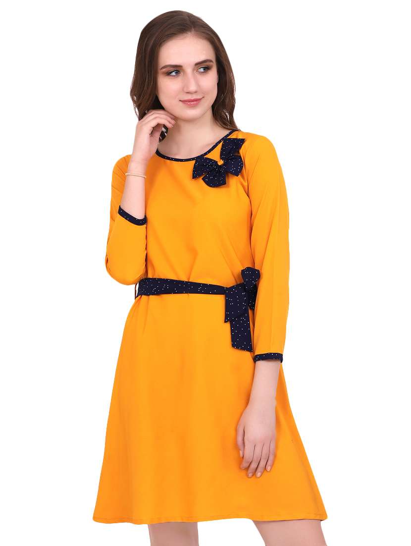 bow patch tie front a-line dress 