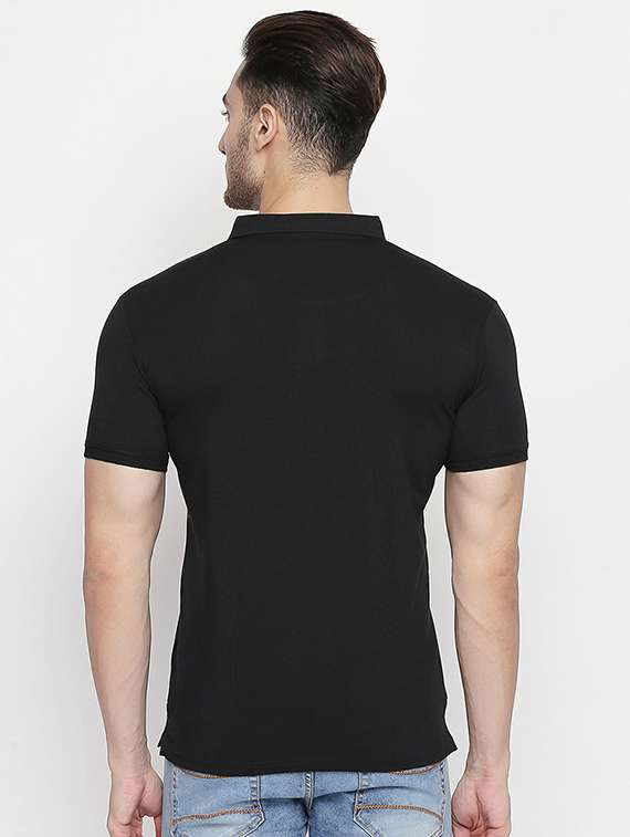 black chest print polo t-shirt - 16447036 - Standard Image - 2
