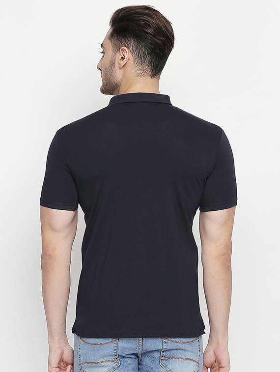 navy blue chest print polo t-shirt - 16447037 - Standard Image - 2