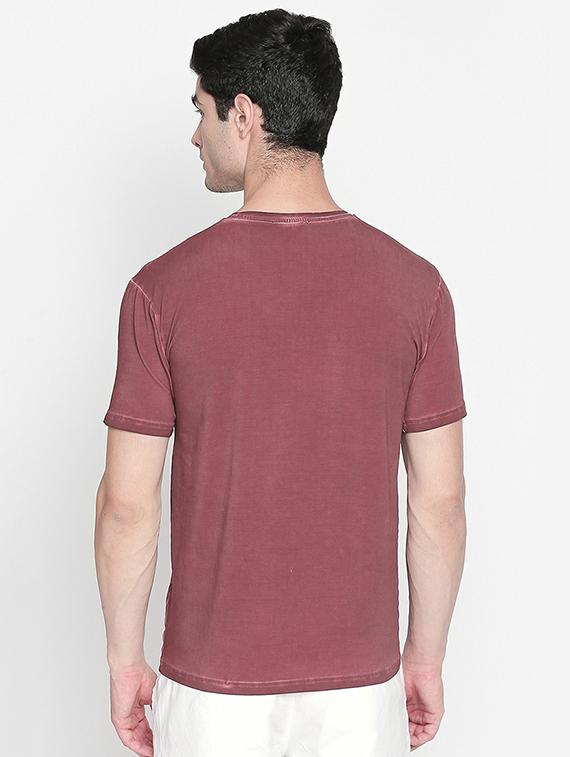 maroon typographic chest print t-shirt - 16447042 - Standard Image - 2