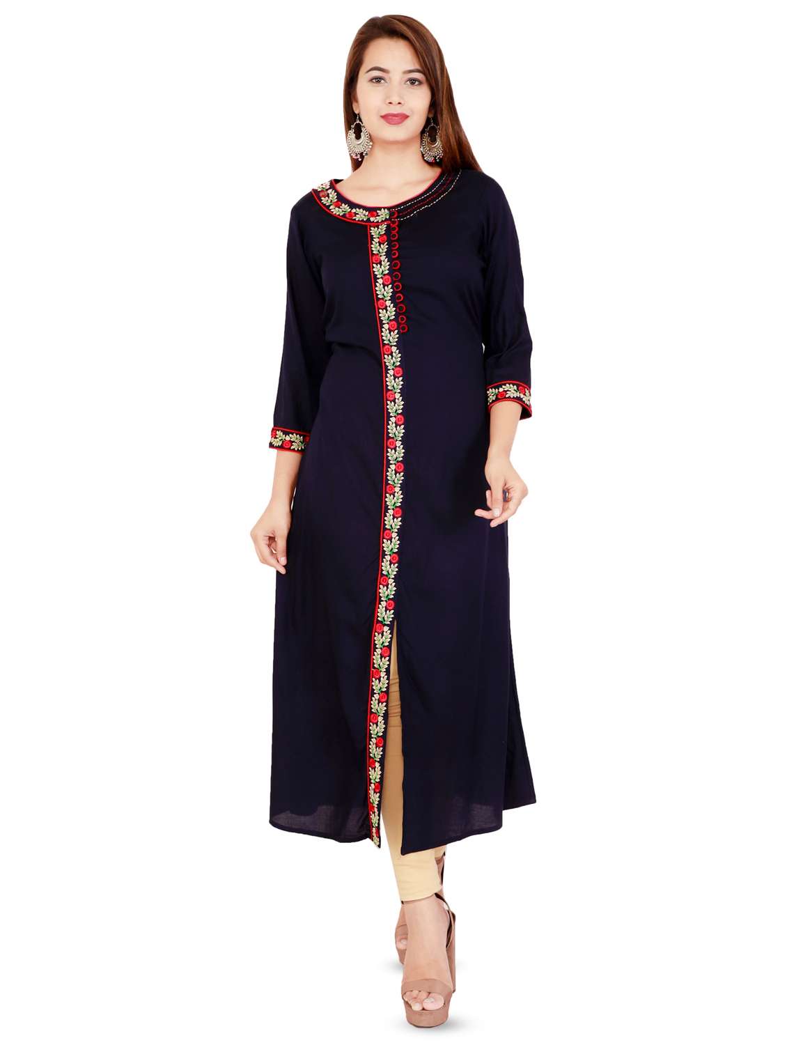 embroidered high slit kurta