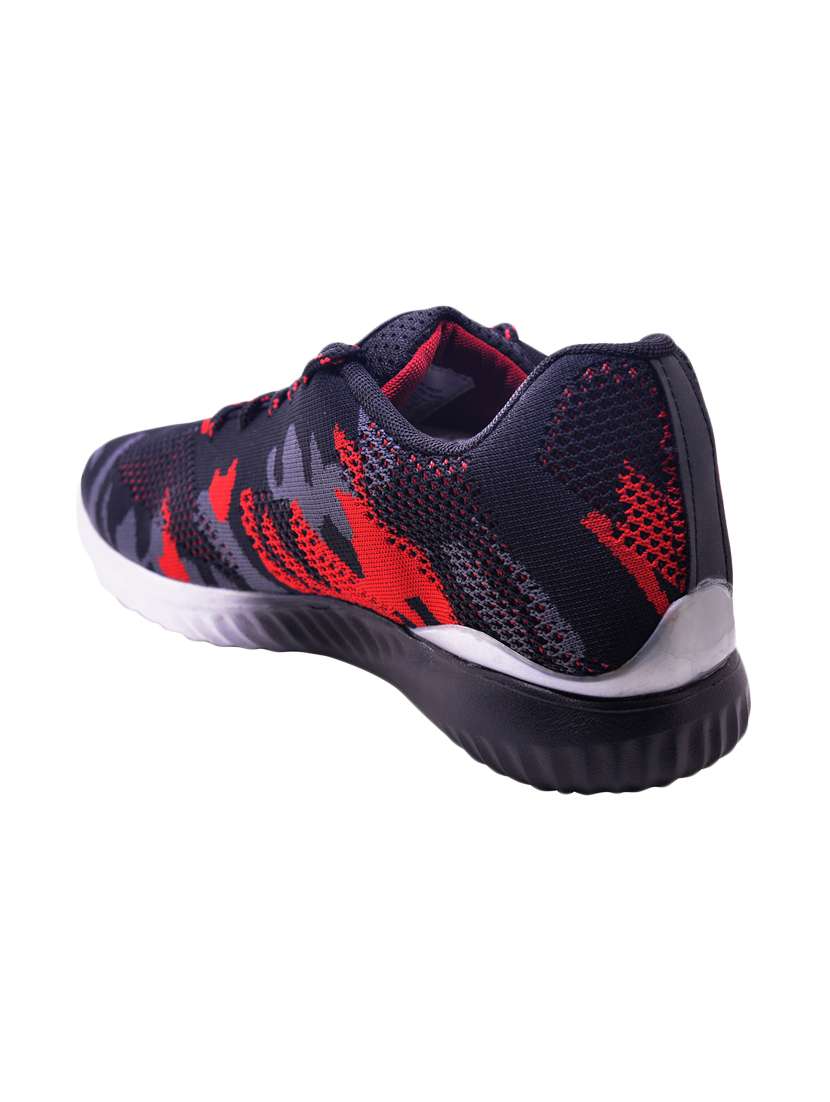 Buy online Ajanta Black Fabric Lace Up Sport Shoes from Footwear