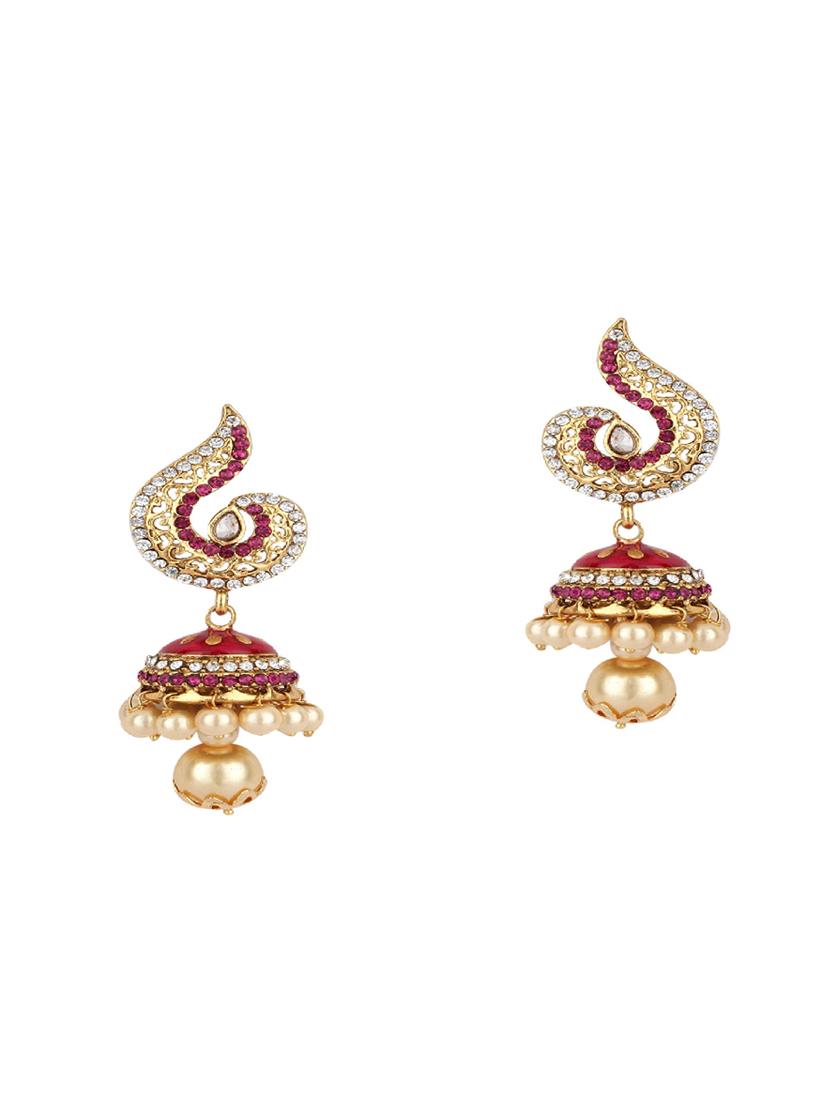 red brass jhumka earring - 16453764 - Zoom Image - 0