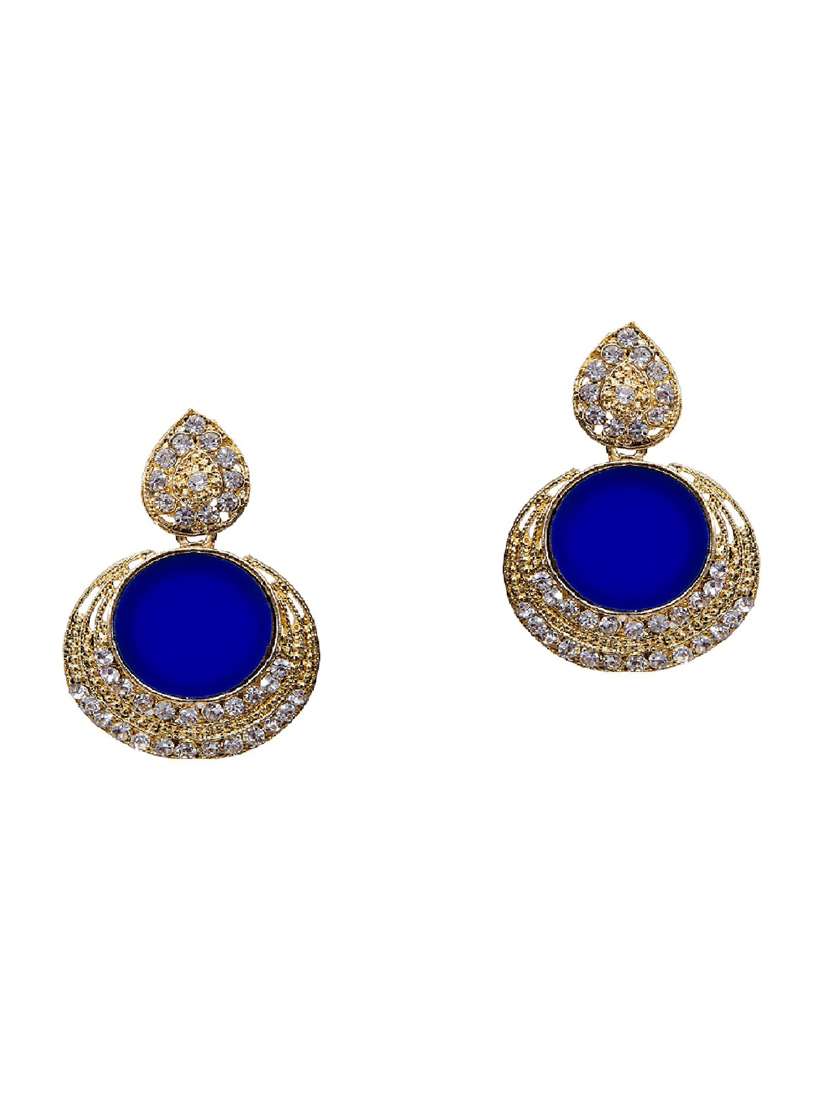 blue brass drop earring