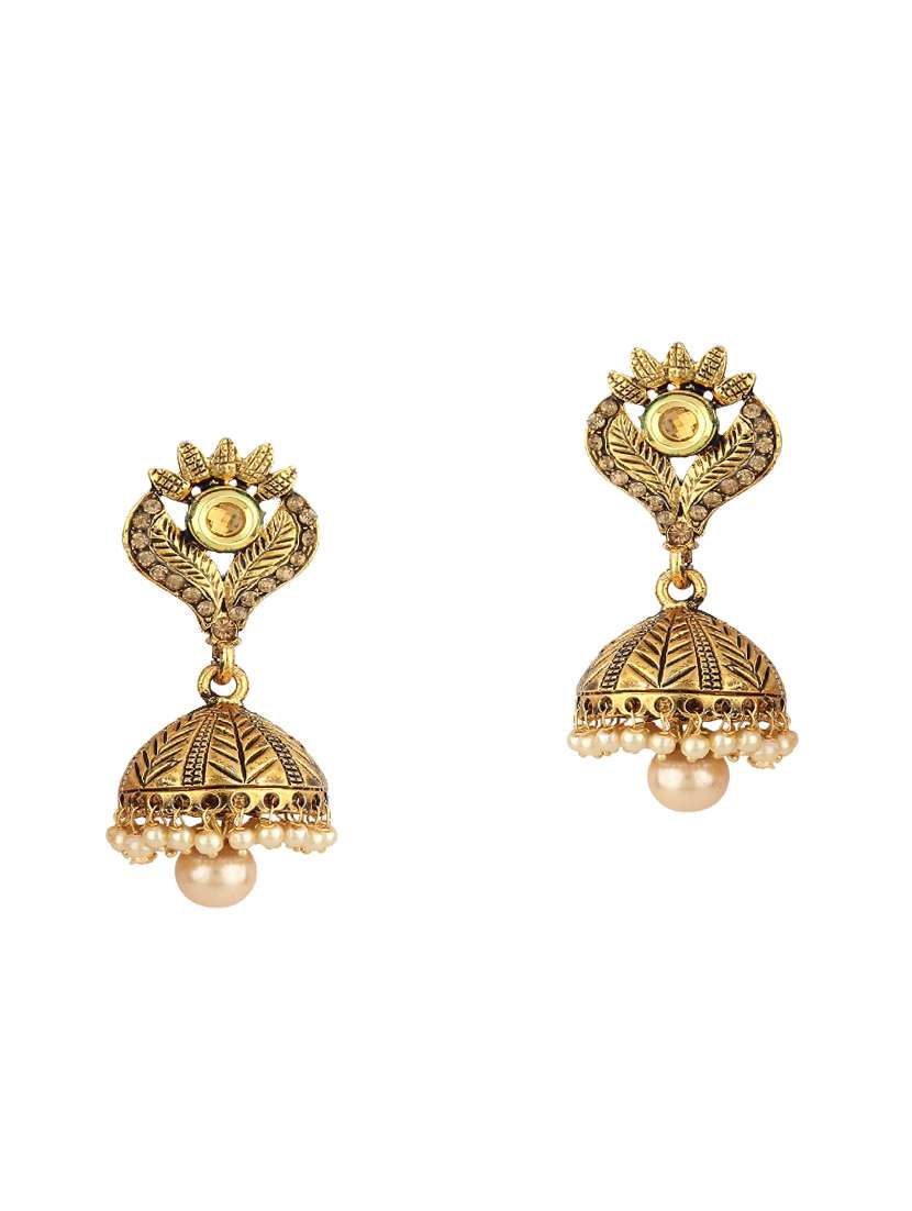 gold brass jhumka earring