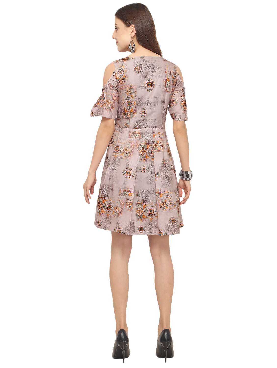 cold shoulder printed a-line dress - 16457140 -  Standard Image - 2