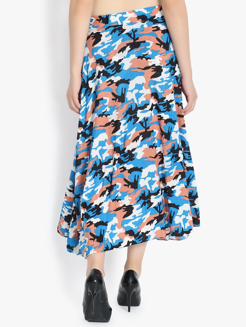 tie front camouflage a-line skirt - 16457168 - Standard Image - 2
