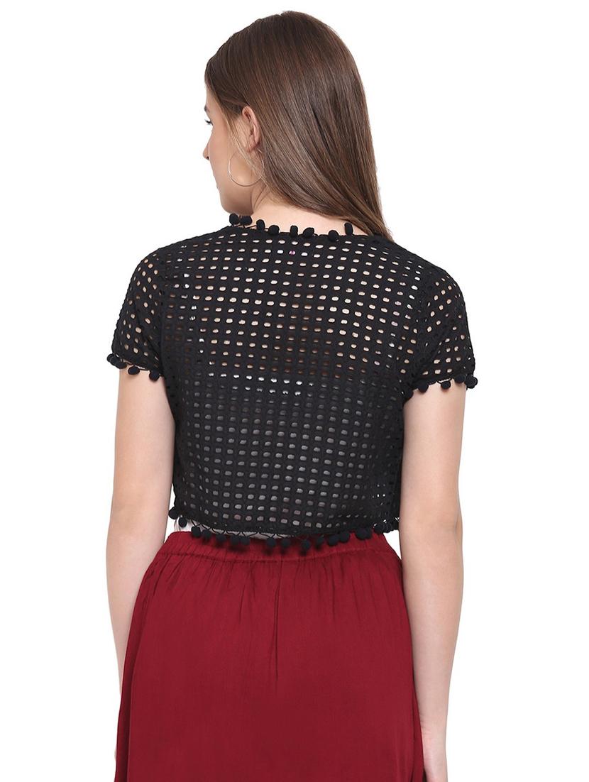 pom pom detail cropped shrug - 16458205 - Standard Image - 2