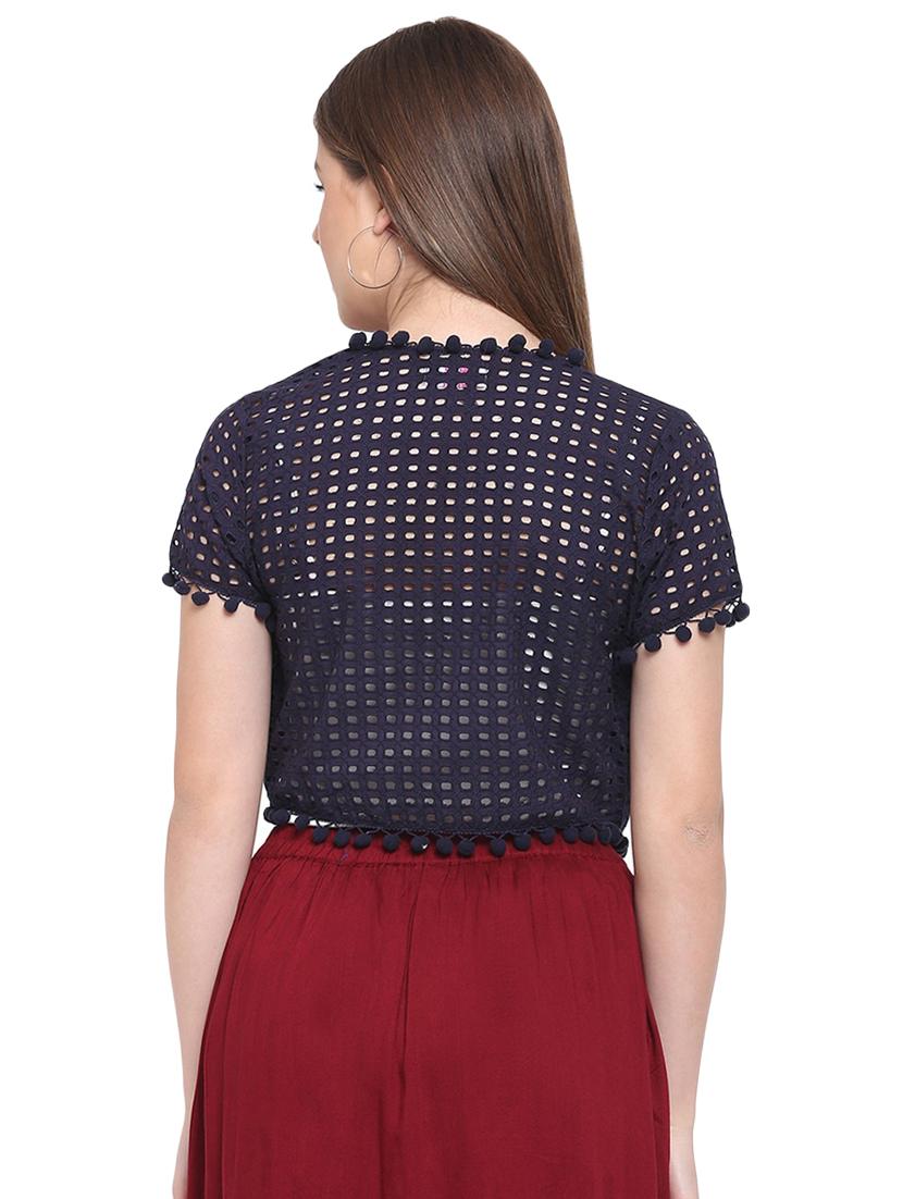 pom pom detail cropped shrug - 16458206 - Standard Image - 2