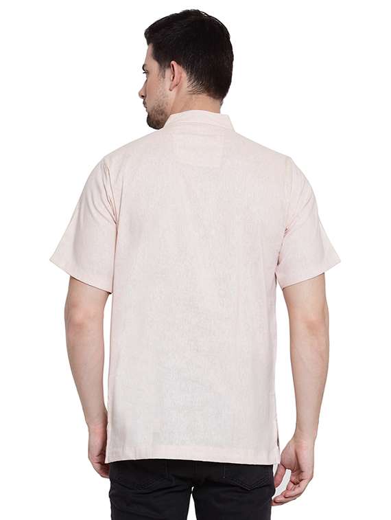 beige solid short kurta - 16459267 -  Standard Image - 2