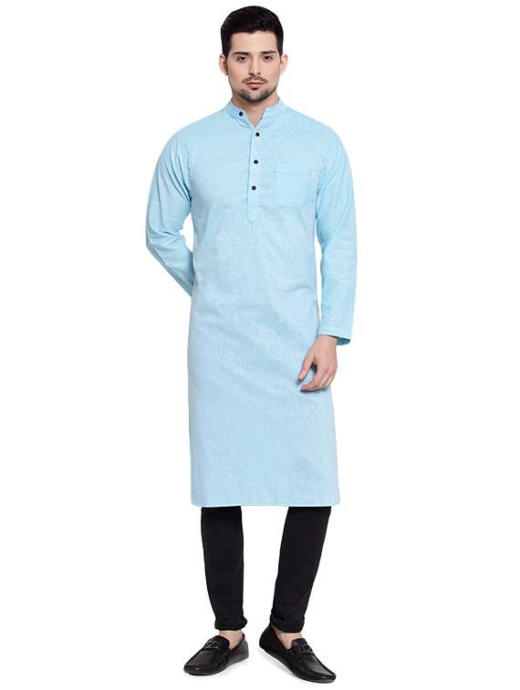 light blue solid long kurta