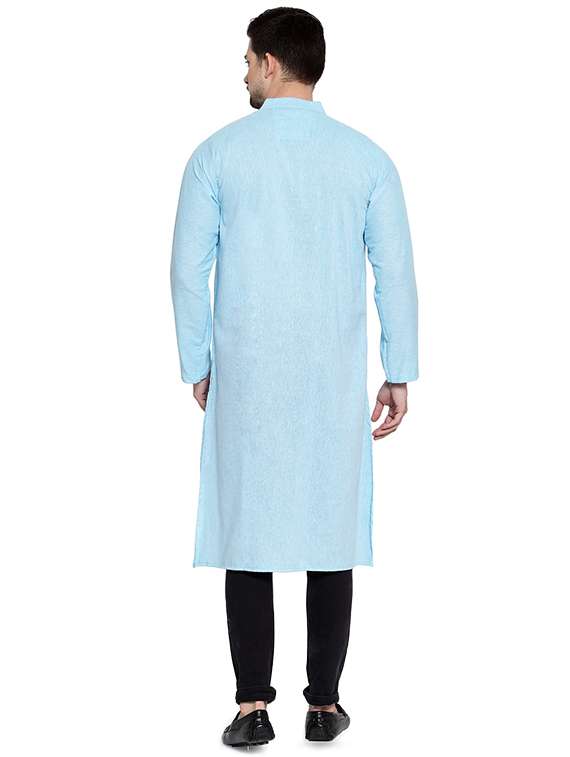 light blue solid long kurta - 16459268 -  Standard Image - 2