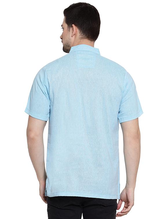 light blue solid short kurta - 16459269 - Standard Image - 2