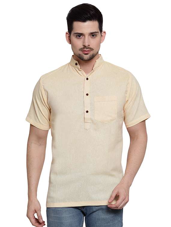 yellow solid short kurta