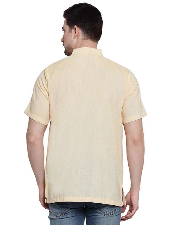 yellow solid short kurta - 16459271 - Standard Image - 2