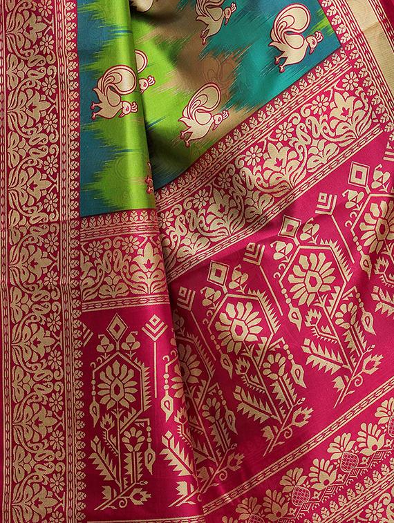 conversational printed saree with blouse - 16460041 - Standard Image - 2