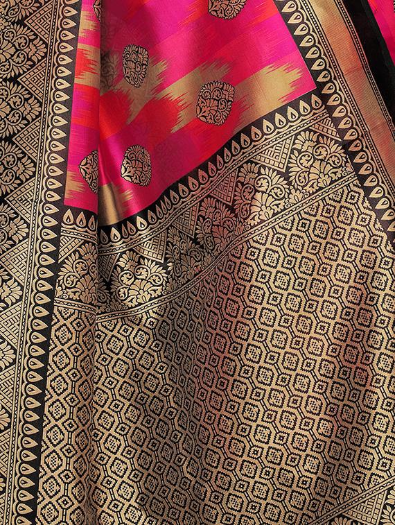 ikat printed saree with blouse - 16460046 - Standard Image - 2
