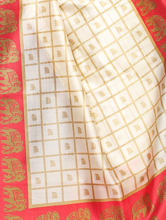 checkered printed saree with blouse - 16460140 - Standard Image - 2