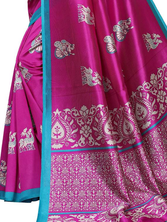 conversational printed saree with blouse - 16460149 - Standard Image - 2