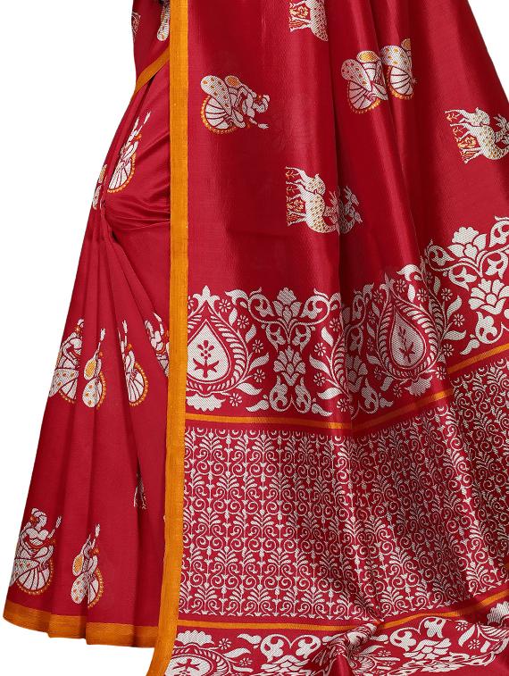 conversational printed saree with blouse - 16460150 - Standard Image - 2