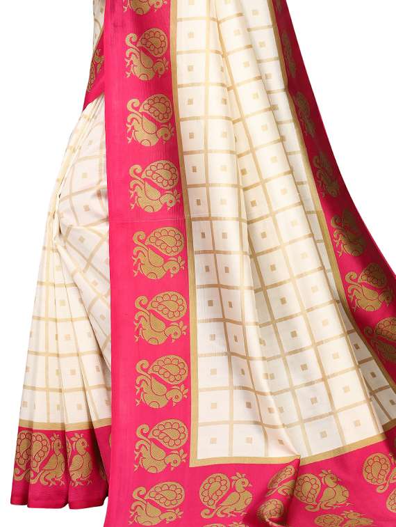 checkered printed saree with blouse - 16460162 -  Standard Image - 2