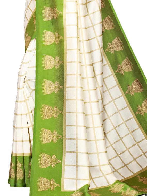 checkered printed saree with blouse - 16460180 - Standard Image - 2