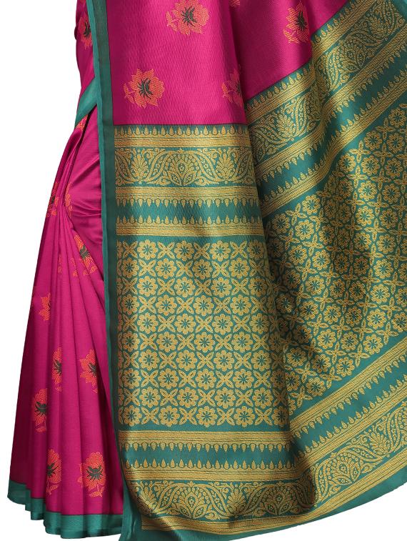 floral printed saree with blouse - 16460182 - Standard Image - 2