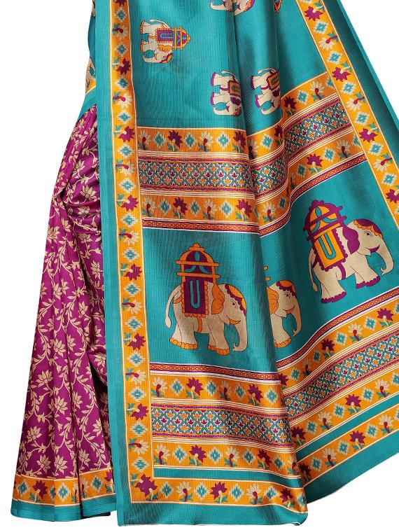 conversational printed saree with blouse - 16460187 - Standard Image - 2