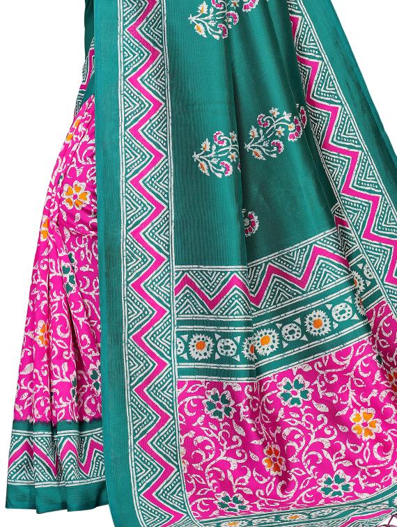 floral printed saree with blouse - 16460189 - Standard Image - 2