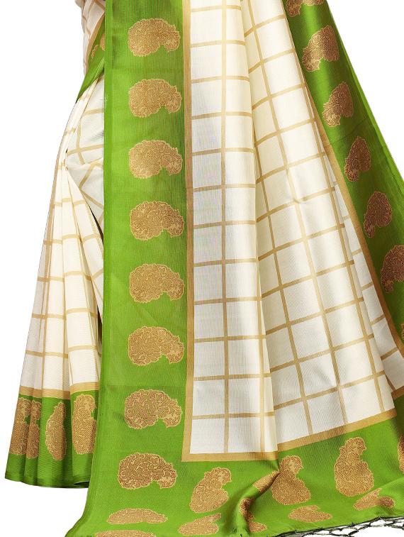 checkered printed saree with blouse - 16460199 - Standard Image - 2