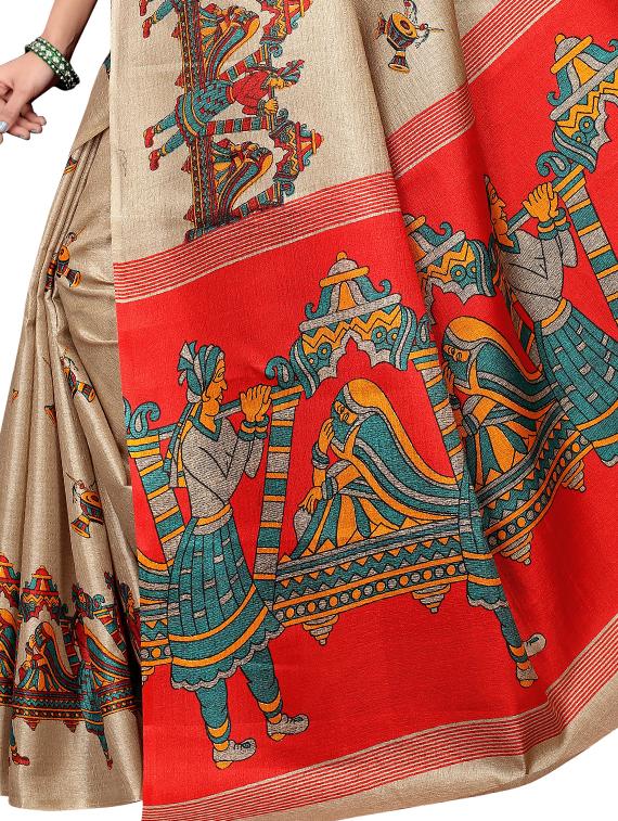 conversational printed saree with blouse - 16460210 - Standard Image - 2
