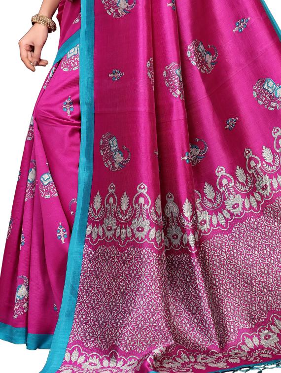 conversational printed saree with blouse - 16460215 - Standard Image - 2