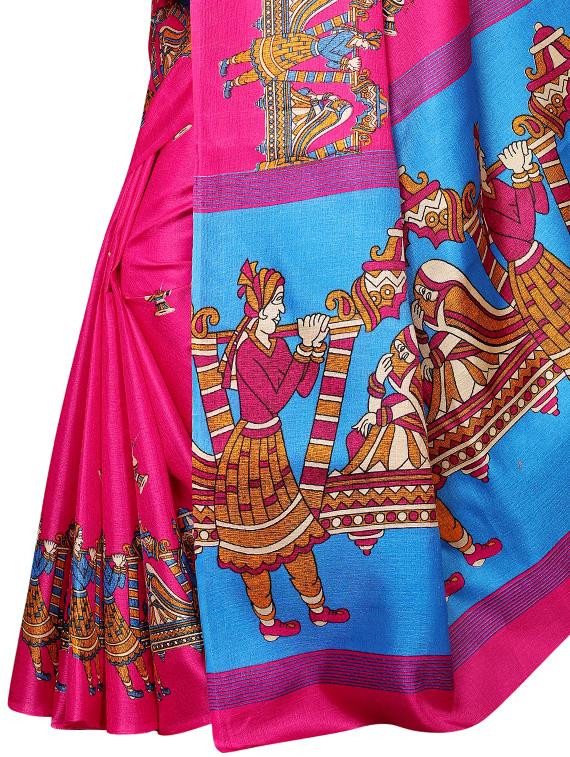 conversational printed saree with blouse - 16460216 - Standard Image - 2