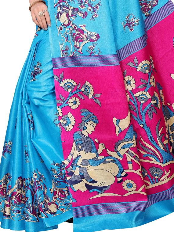 conversational printed saree with blouse - 16460222 - Standard Image - 2