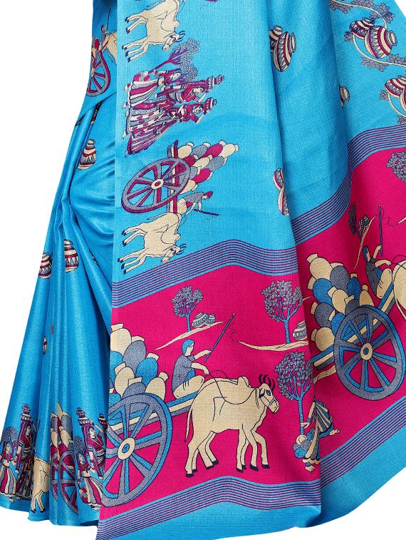 conversational printed saree with blouse - 16460230 - Standard Image - 2