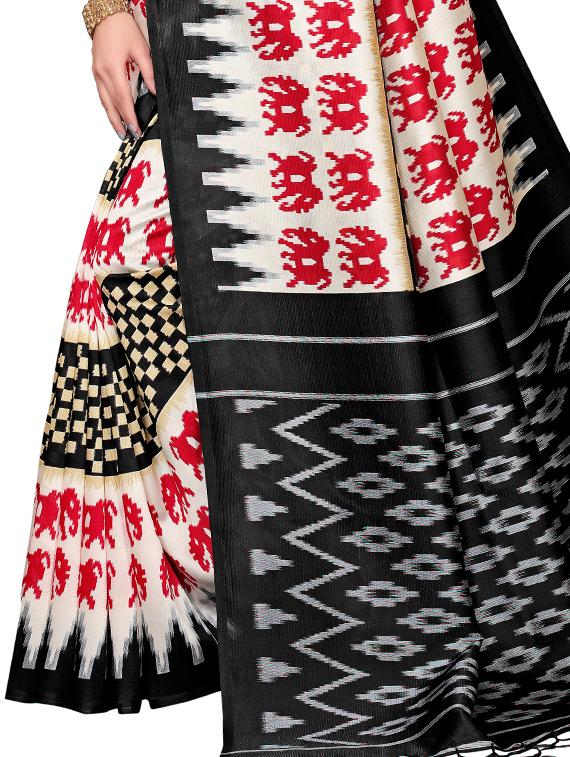 conversational printed saree with blouse - 16460274 - Standard Image - 2