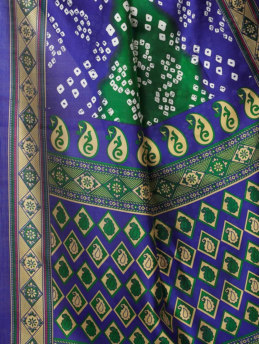 contrast shades bandhani saree with blouse - 16460304 - Standard Image - 2