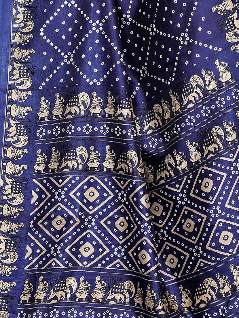 contrast shades bandhani saree with blouse - 16460307 - Standard Image - 2