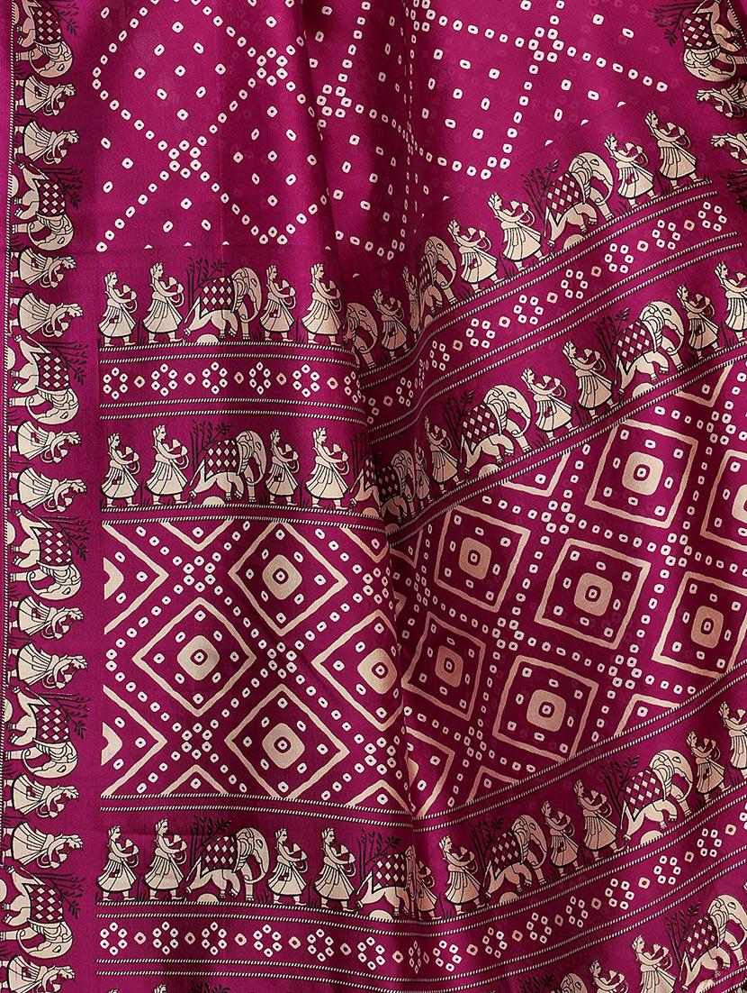 contrast shades bandhani saree with blouse - 16460309 - Standard Image - 2